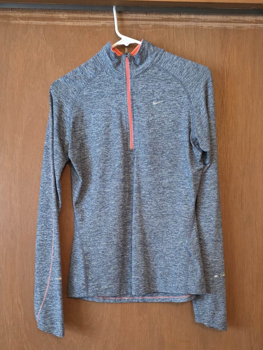 Nike Men's Heather Gray Quarter-Zip Pullover with Coral Trim